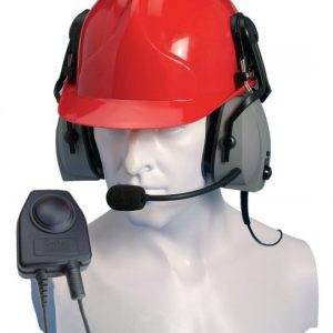heavy duty ear defender headset with noise-cancelling boom microphone